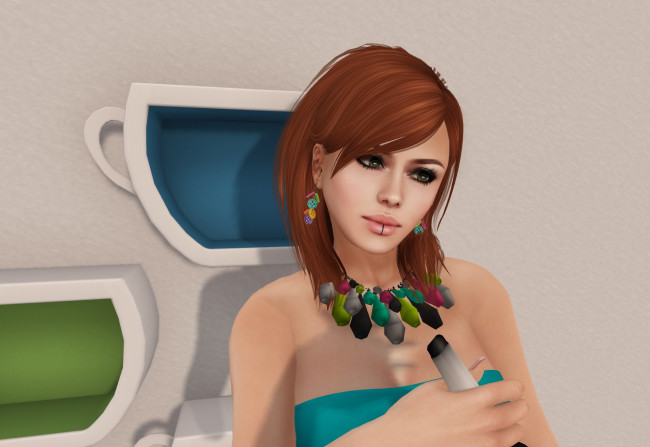 Обои картинки фото 3д графика, люди , people, девушка, взгляд, фон, рыжая, интерьер