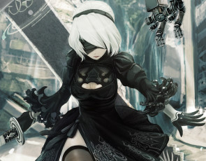 Картинка видео+игры nier +automata девушка