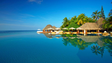 Картинка природа тропики море пляж остров пальмы отдых