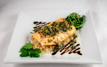 Картинка еда рыбные+блюда +с+морепродуктами рыба зелень кукуруза рис