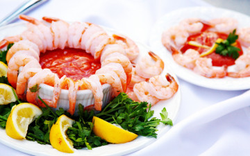 Картинка еда рыбные+блюда +с+морепродуктами зелень кетчуп петрушка креветки лимон