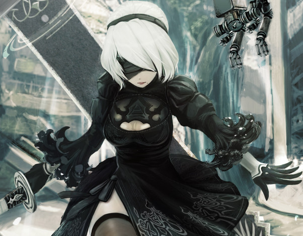 Обои картинки фото видео игры, nier,  automata, девушка