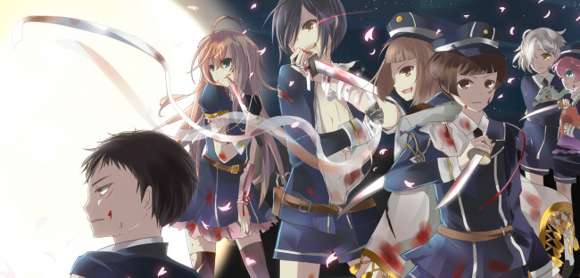 Обои картинки фото аниме, touken ranbu, танец, мечей, персонажи