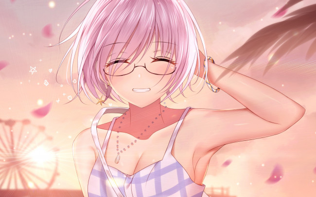 Обои картинки фото аниме, fate, stay night, фон, взгляд, девушка