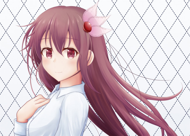 Обои картинки фото аниме, kantai collection, фон, взгляд, девушка