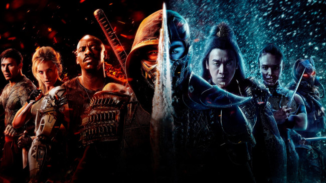 Обои картинки фото mortal kombat ,  2021 , кино фильмы, mortal kombat, mortal, kombat, постер, боевик, фэнтези, фантастика, cole, young, sub, zero, sonya, blade, kano, jax, emily