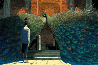 Картинка аниме животные +существа павлин