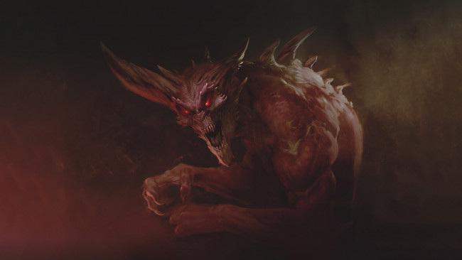 Обои картинки фото фэнтези, демоны, демон, с, клыками