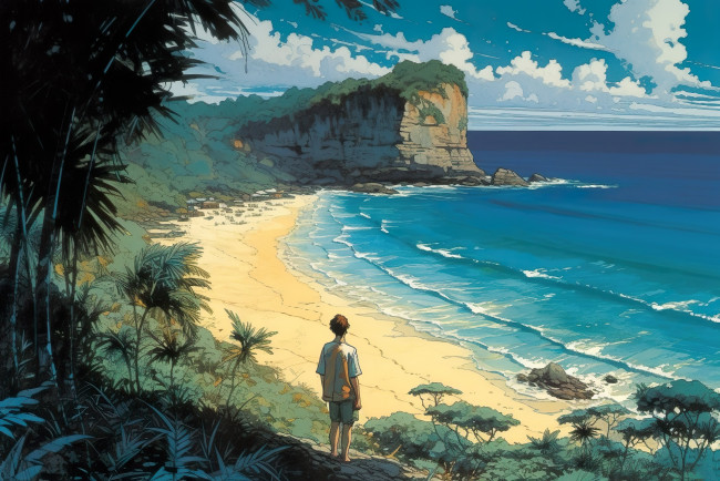 Обои картинки фото аниме, пейзажи,  природа, побережье