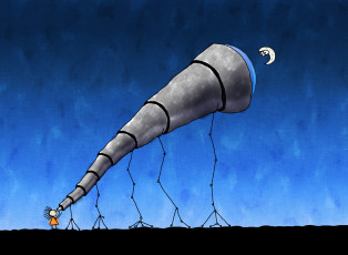 обоя рисованное, vladstudio, телескоп, человечек, луна