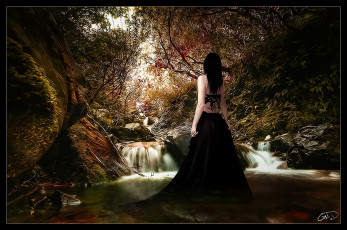 Картинка рисованные люди вода девушка