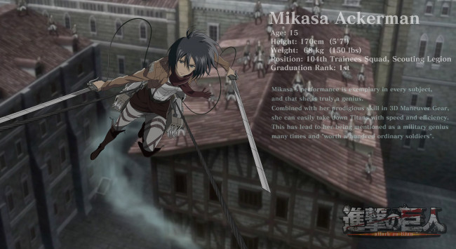 Обои картинки фото mikasa, ackerman, аниме, shingeki, no, kyojin, девушка