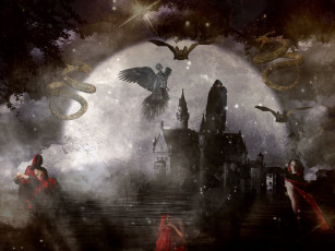 Картинка фэнтези фотоарт дракон смерть люди