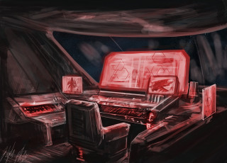 Картинка фэнтези космические+корабли +звездолеты +станции корабль космический управление отсек