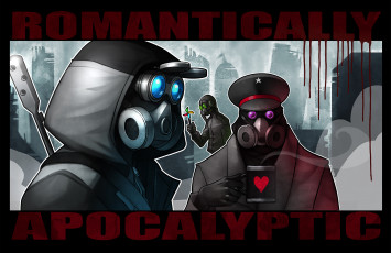 Картинка фэнтези люди арт романтика апокалипсиса противогазы