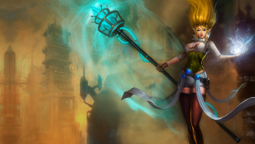 Картинка видео+игры league+of+legends чулки магия посох игра девушка league of legends janna арт взгляд