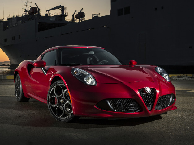 Обои картинки фото автомобили, alfa romeo, 2015г, alfa, romeo, 4c, us-spec, 960, красный