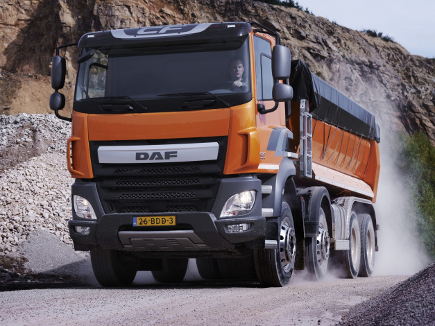 Обои картинки фото автомобили, daf , выставка, улица, fad, tipper, cab, day, 8x4, cf, 460, daf