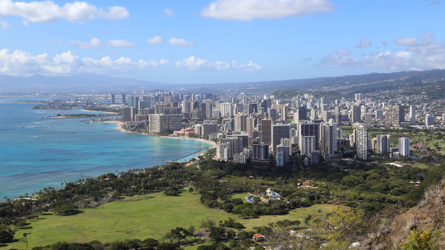 Обои картинки фото города, гонолулу , гавайи, панорама