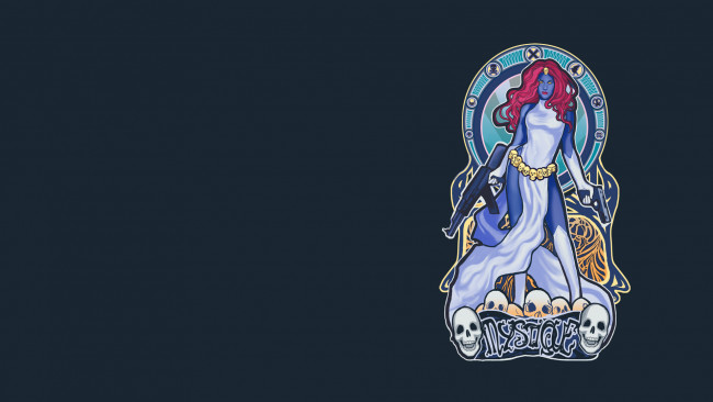 Обои картинки фото рисованные, минимализм, девушка, оружие, черепа