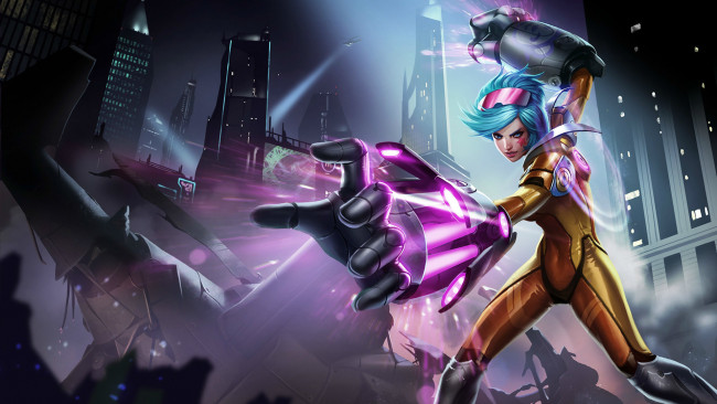 Обои картинки фото видео игры, league of legends, разрушение, neon, league, of, legends, город