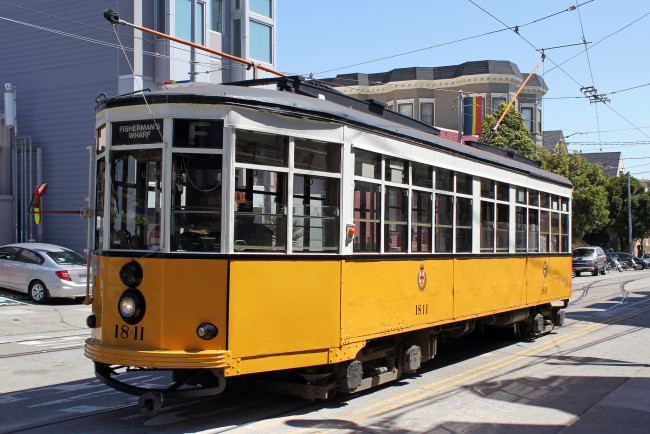 Обои картинки фото техника, трамваи, трамвай, город, рельсы