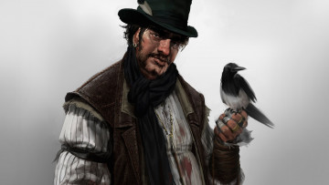 Картинка видео+игры thief птица серый фон ворон basso