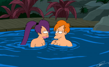 Картинка мультфильмы futurama бассейн персонажи