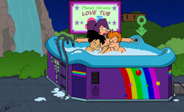 Картинка мультфильмы futurama бассейн персонажи