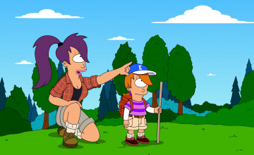 Картинка мультфильмы futurama деревья природа персонажи