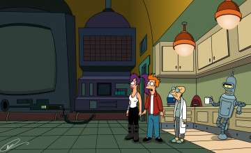 обоя мультфильмы, futurama, персонажи