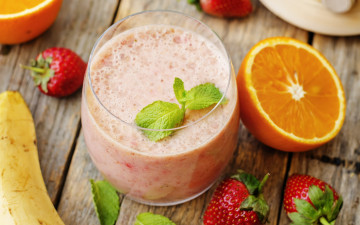 Картинка еда напитки +коктейль ягоды коктейль смузи fresh berries fruit smoothie фрукты апельсин клубника банан