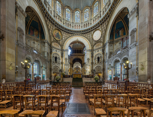 Обои картинки фото st augustin,  paris, интерьер, убранство,  роспись храма, храм, католицизм