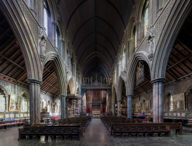 Обои картинки фото st cuthbert`s church,  philbeach gardens, интерьер, убранство,  роспись храма, храм, католицизм