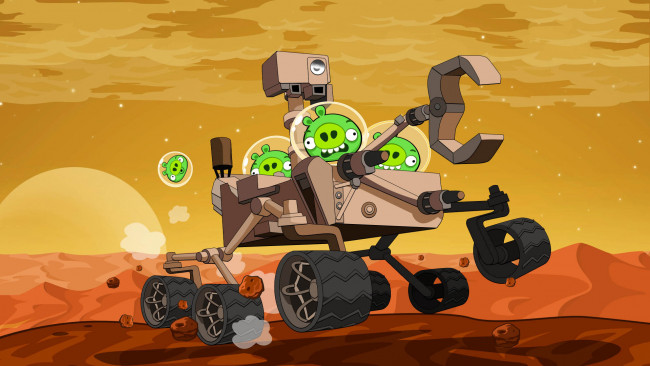 Обои картинки фото angry birds space, видео игры, angry birds, red, planet