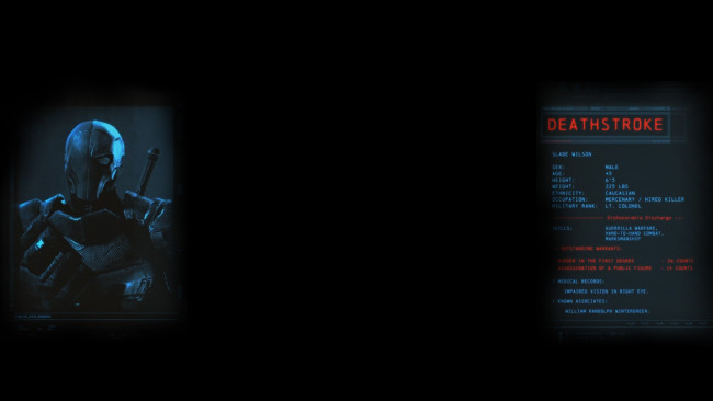 Обои картинки фото batman arkham origins, видео игры, batman,  arkham origins, deathstroke, фон, черный