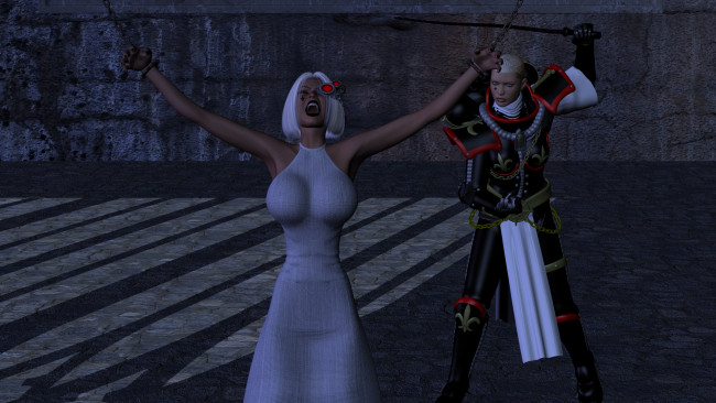 Обои картинки фото видео игры, dark heresy, киборг, взгляд, фон, девушка