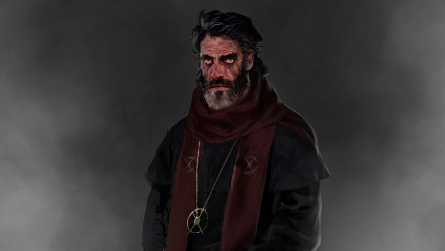 Обои картинки фото видео игры, thief, orion, серый, фон, борода, амулет