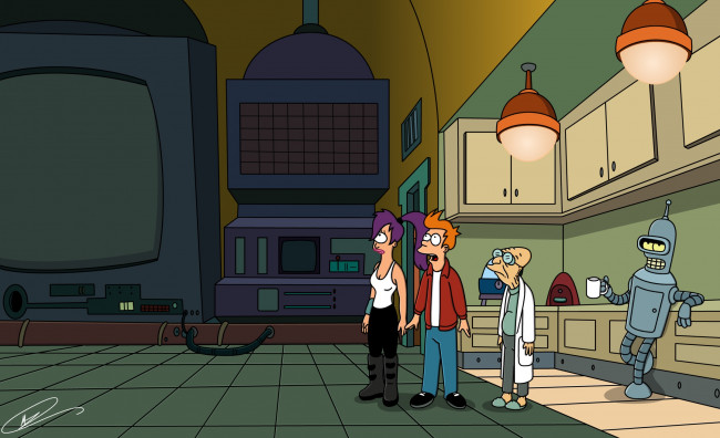 Обои картинки фото мультфильмы, futurama, персонажи