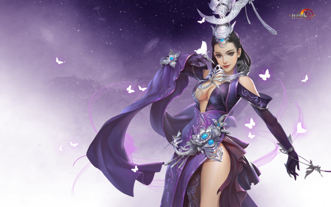 Обои картинки фото jx online 3, видео игры, взгляд, девушка, фон, оружие