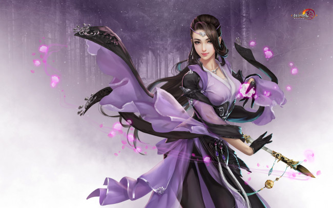 Обои картинки фото видео игры, jx online 3, оружие, фон, девушка, взгляд