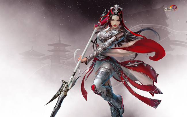 Обои картинки фото видео игры, jx online 3, оружие, фон, взгляд, девушка