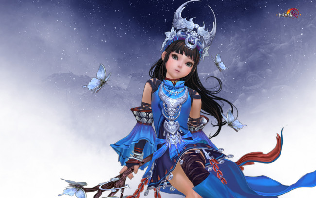 Обои картинки фото видео игры, jx online 3, оружие, фон, взгляд, девушка