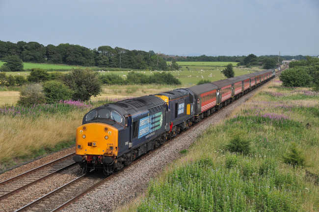 Обои картинки фото техника, поезда, состав, локомотив, рельсы, дорога, железная