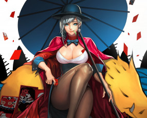 Картинка аниме hero+warz девушка зонт арт