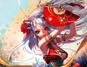 Картинка аниме животные +существа девушка