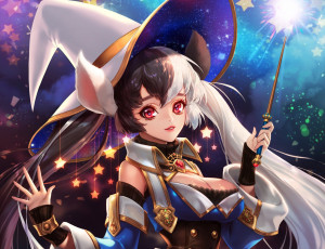 Картинка аниме магия +колдовство +halloween девушка