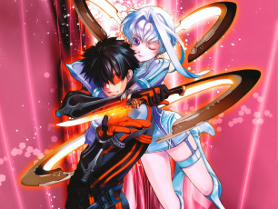 обоя аниме, kaku-san-sei million arthur, оружие, девочка, парень