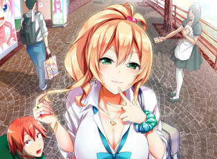 Картинка аниме город +улицы +здания девушка