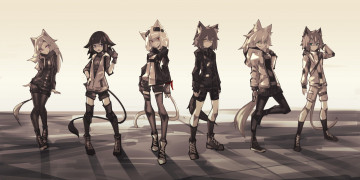 Картинка аниме животные +существа девочки